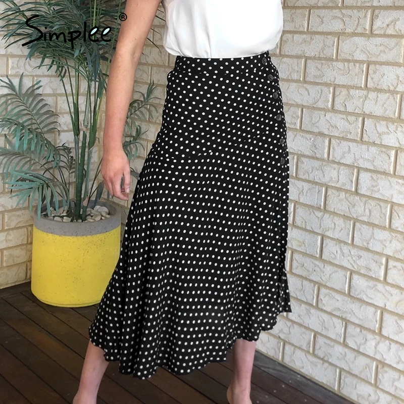 Женская юбка в горошек Simplee с высокой талией трапециевидная повседневная