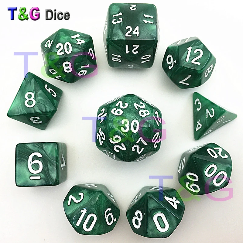 NEW Plastic Polyhedral Dice with Marbled effect D4 D6 D8 3xD10 D12 D20 D24 D30 10pcs Digital | Спорт и развлечения