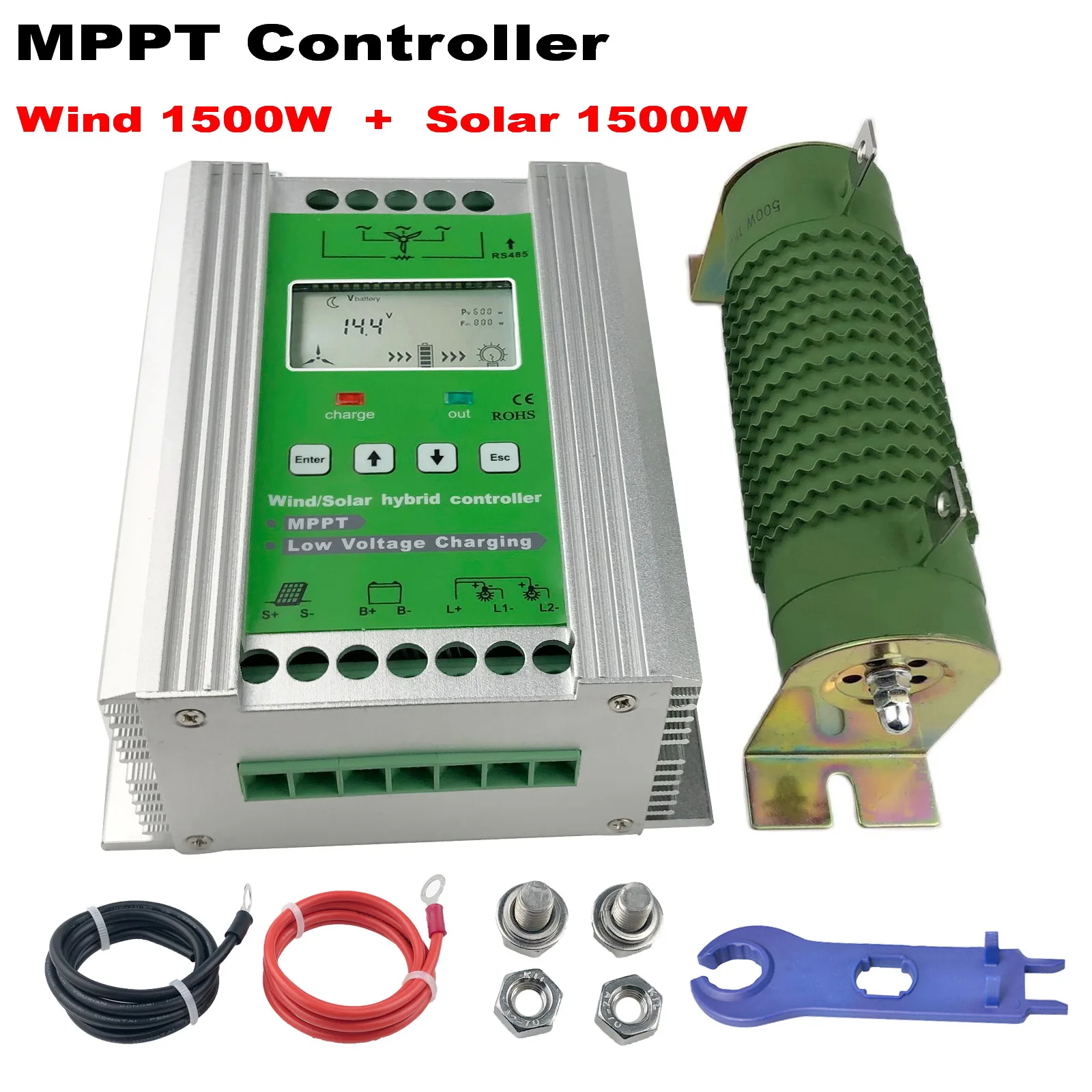 

3000W MPPT Hybrid Wind Solar Charge Controller Booster 12V 24V Regulator With Dump Load For Off System Wind Generator PV