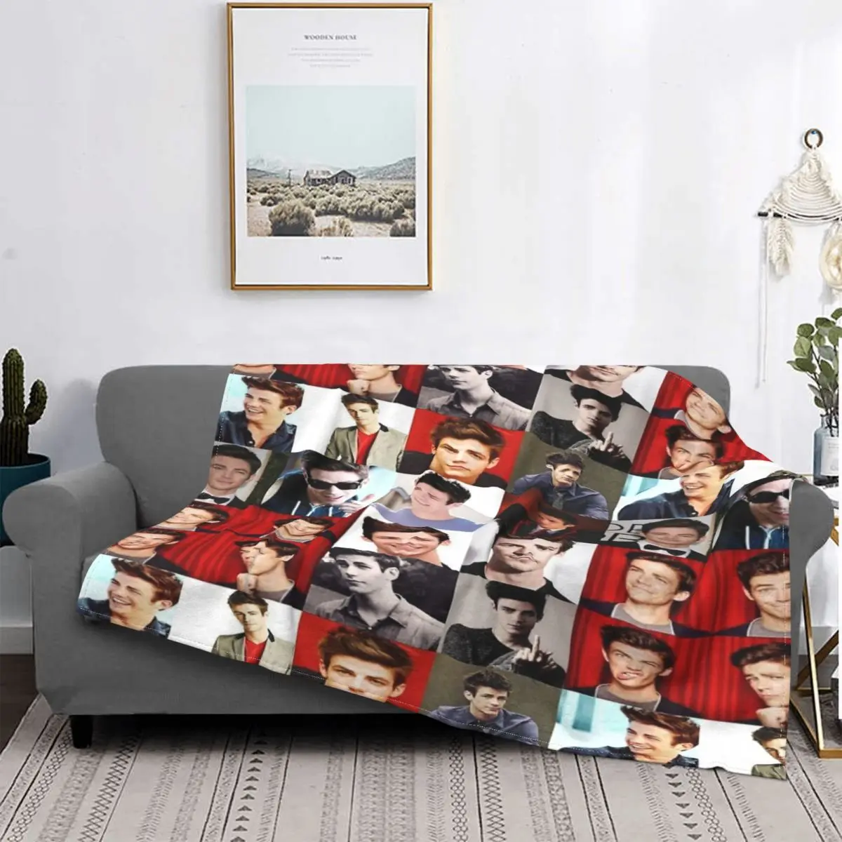 

Grant Gustin Blanket Bedspread Bed Plaid Throw Beach Towel Fleece Blanket Bed Linen Cotton