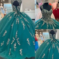 gorgeous quinceanera dresses green tulle for 15 year girl sexy sweetheart straps corset back bodice formal party lady dress