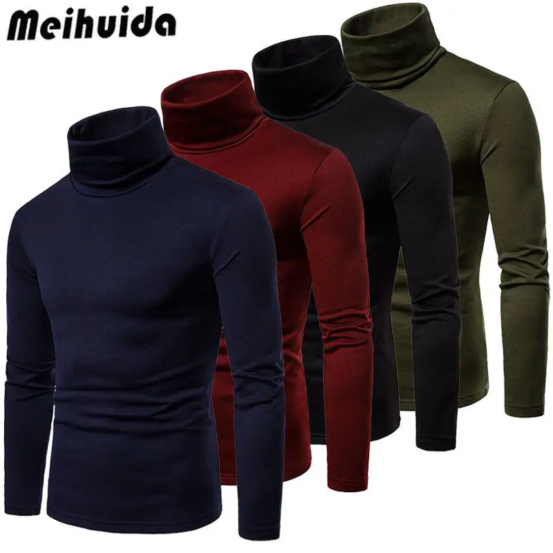 

New Fashion Autumn Winter Mens Sweaters Spring Men'S Turtleneck Solid Color Casual Sweater Men Slim Fit Brand Knitted Pullovers