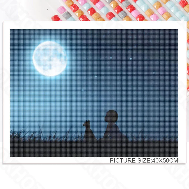 

Diy Diamond Painting Moon Shadow Heavy Diamond Painting Round Diamond Square Diamond Home 5D Gift Decoration Painting