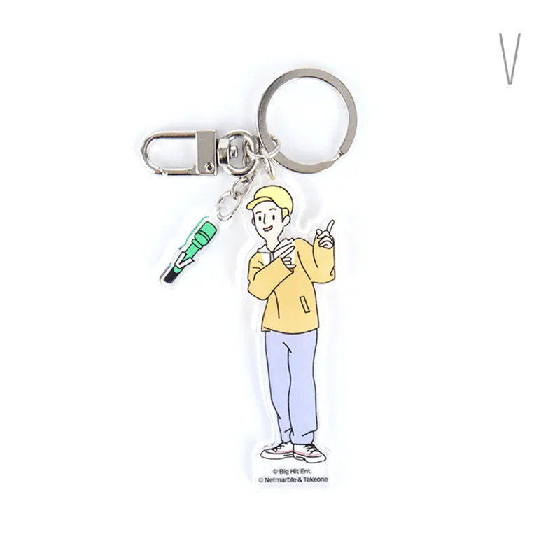 Bangtan мальчики мультфильм акриловый Jimin JIN SUGA JUNG KOOK Rap Monster стенд Рисунок Модель брелок для ключей сказать себя Декор J568 - Цвет: V