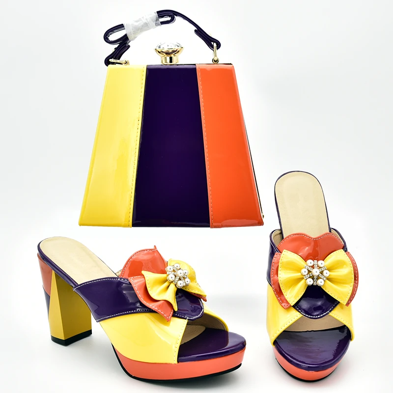 Комплект из обуви и сумки в нигерийском стиле вечерние туфли на каблуке сумочка