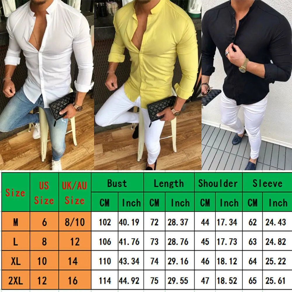 

Luxury Men Slim Fit Dress Shirt Long Sleeve Casual Stylish Button Up Business Work Smart Formal T-shirt Tops