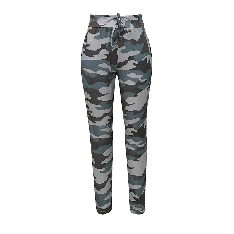 Женский спортивный костюм из 2 предметов зеленый Камуфляжный топ и брюки