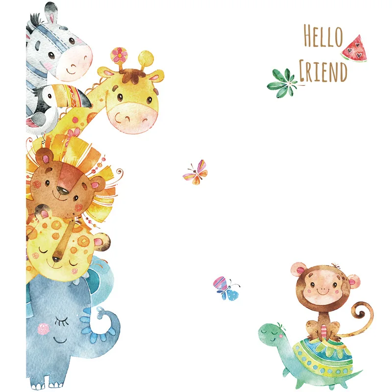 

Cartoon Wall Stickers Giraffe Children's Room Decal Bedroom Door Stickers Decoration Aesthetic PVC Wallpaper Mural