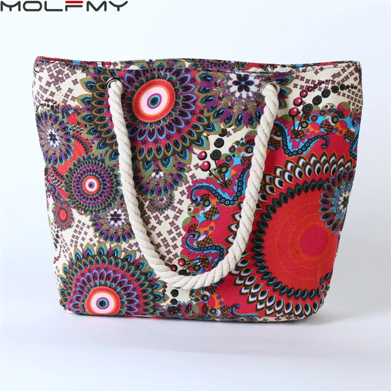 

2021 New Canvas Handbag For Women Large Capacity Sunflower Printed Shopping Shoulder Bag Casual Female Bohemia Beach Tote Bags