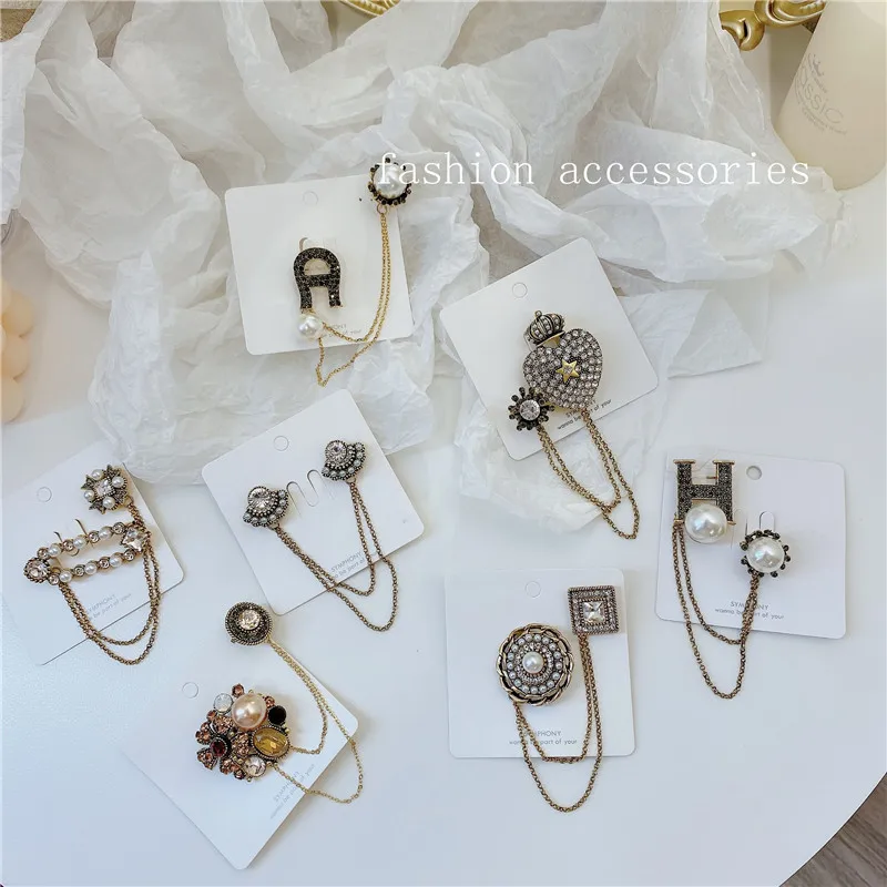 

Vintage Autumn Winter Chain Women's Brooch Badges Pins for Gir Coat Broches Para Ropa Mujer Handmade Wholesale Fashion Jewelry