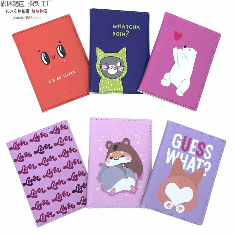 Кожаный холодный Держатель для паспорта с изображением цветов кролика кота