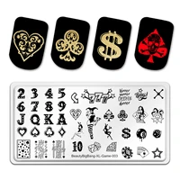 beautybigbang nail stamping plate poker game counter dice image game 003 diy stainless steel nails art template stencil tool