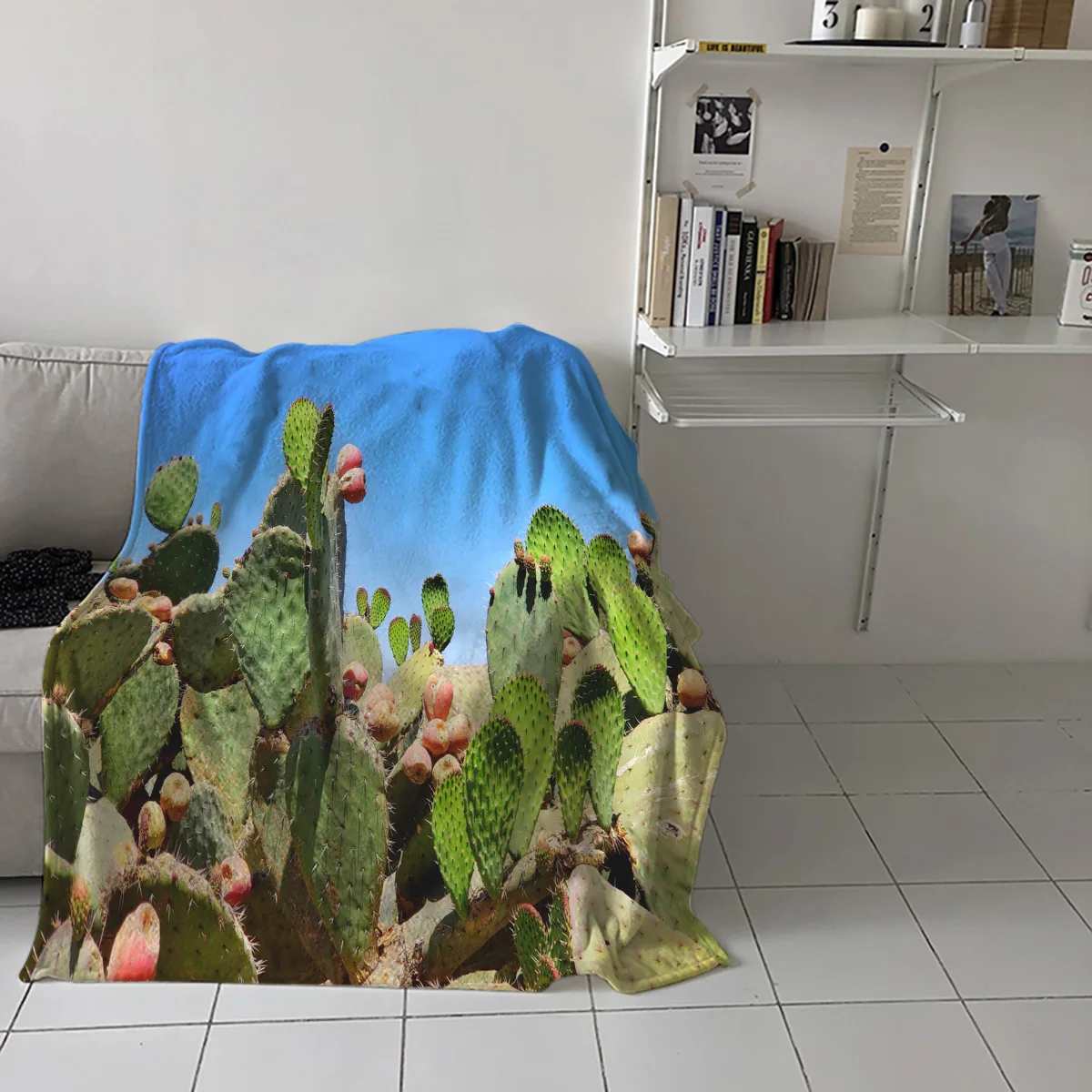 Утолщенное фланелевое одеяло с изображением кактуса и растений домашний