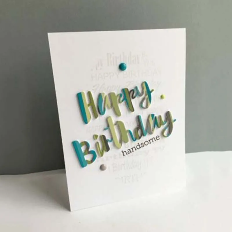 Newly Happy Birthday Words Carbon Steel Cutting Dies Stencil Stamps for DIY Scrapbooking Cards Craft | Дом и сад