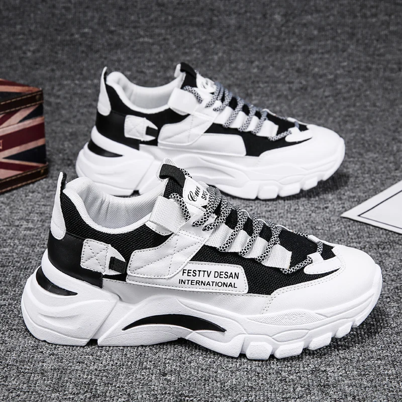 

2020 new Men's Fashion Sneakers Shoes Lightweight Breathable Sneakers Trend Outdoor Lace-up Jogging Shoes Men's Vulcanize Shoes