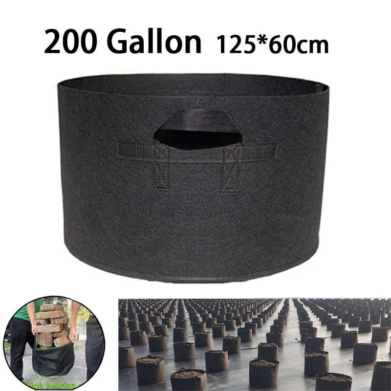 200 Gallon Large Capacity Fabric Plant Grow Bags Growing Pots Garden Vegetable Flower Planting Container Gardening Bag a
