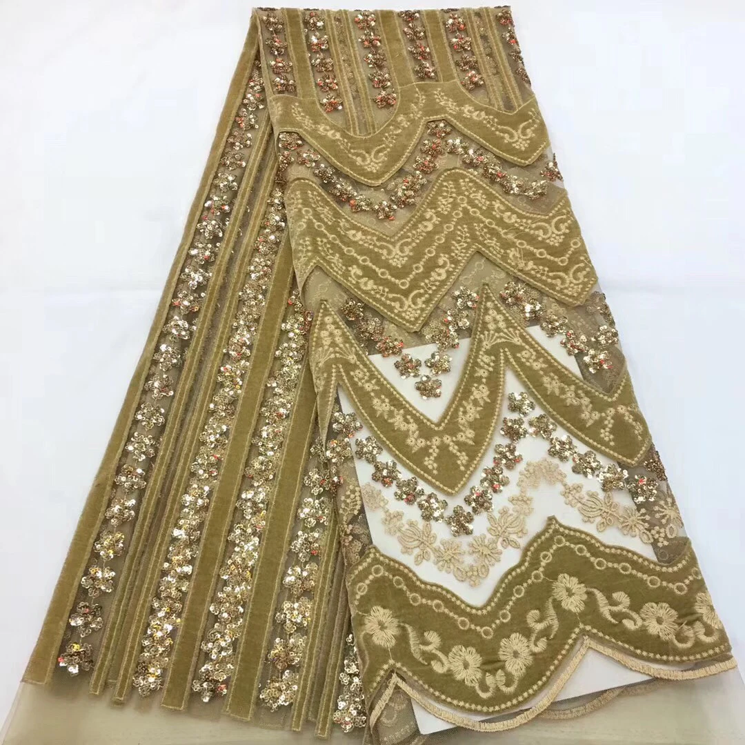 

African Lace With Sequins Embroidery Textile Lace Fabric High Quality Sequins French Tulle Lace Fabric For Wedding Party CD31451