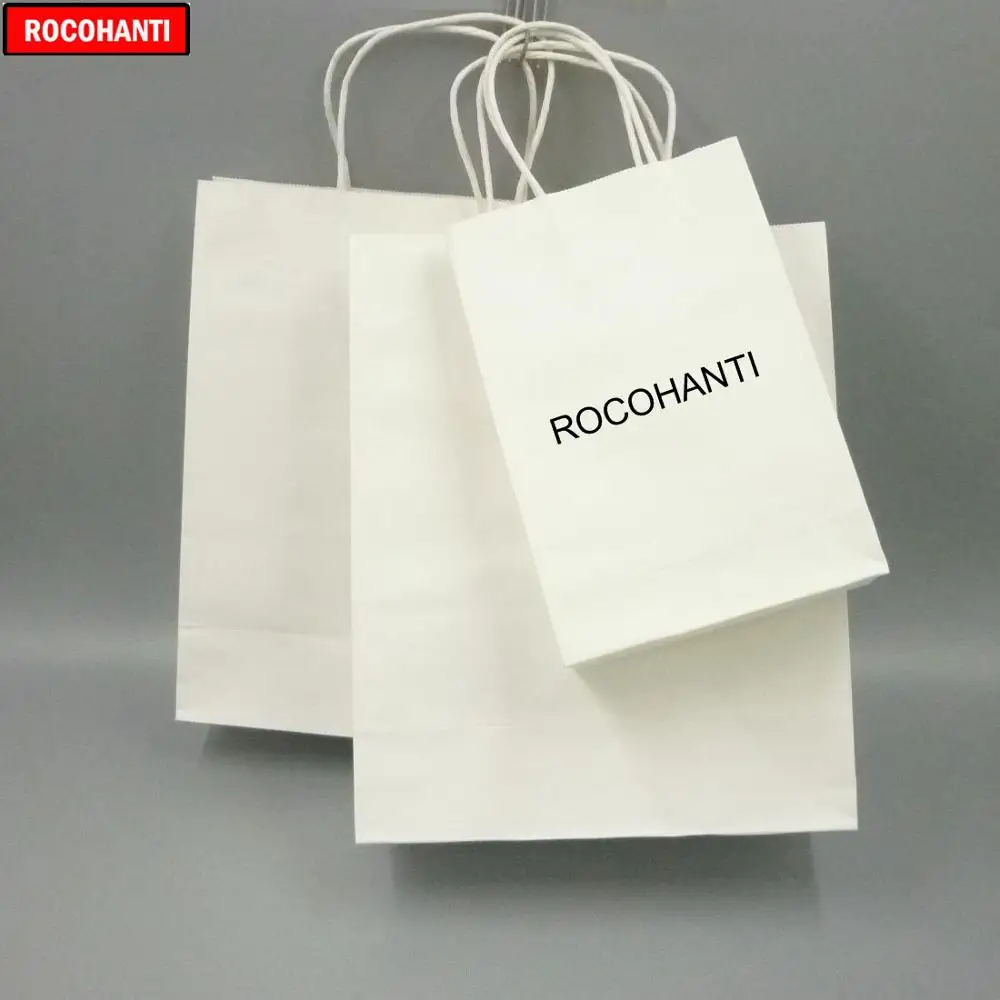 100X заказной логотип напечатанный белый крафт-бумажный мешок с витой ручкой дешевая цена многоразовые хозяйственные сумки оптом