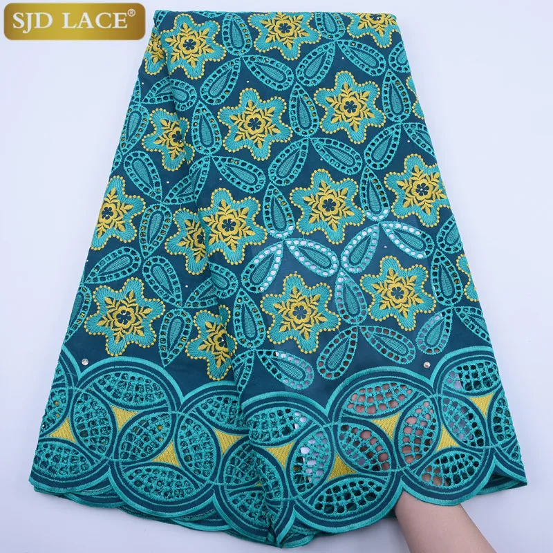 Кружево SJD новейшая африканская хлопчатобумажная кружевная ткань вышивка с