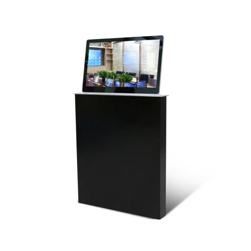 

18.5 Inch Aluminum Alloy Smart pop up Slim Screen LCD Monitor Motorized Lifter with lift microphone for Conference room