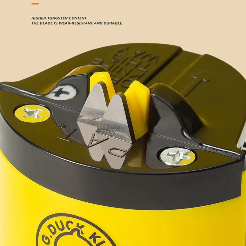 Многофункциональный инструмент для заточки ножей с маленькой желтой уткой