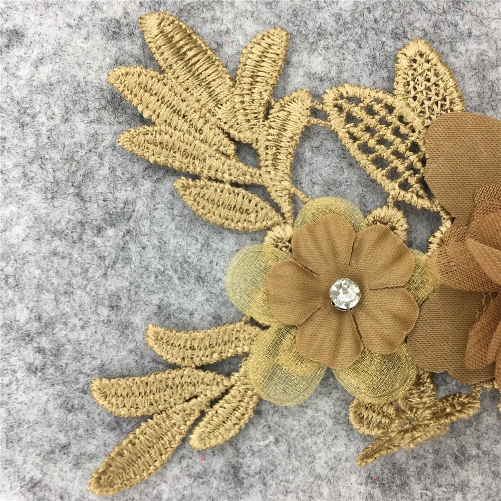 Ремесло кружевной воротник аппликация цветок блесток украшение кружевная ткань