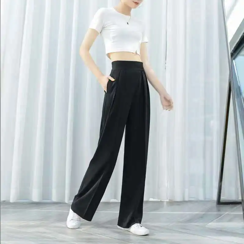 

High Waist Women Pants 2020 Spring Summer Korean Solid Long Trousers Causal Fashion Wide Leg Pants Feminimos Bottoms