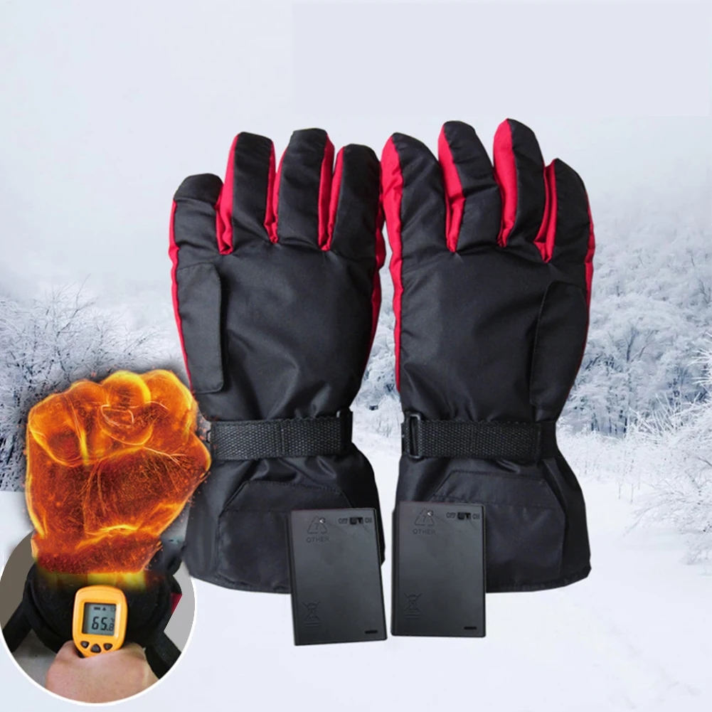 

Men Women Battery-Type Carbon Fiber Heating Gloves Battery Box Electric Ski Motorcycle Heated Gloves Winter Hand Warm Gloves