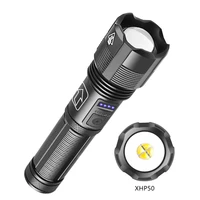 portable xhp50 strong light flashlights zoom power display usb rechargeable tactical flashlight for hiking camping self defense