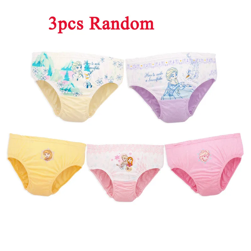 3pcs Random 5 шт./партия, трусики для девочек, хлопковые трусы принцессы Анны и Эльзы, Детские трусы, одежда для подростков, нижнее белье - Цвет: 3pcs Random