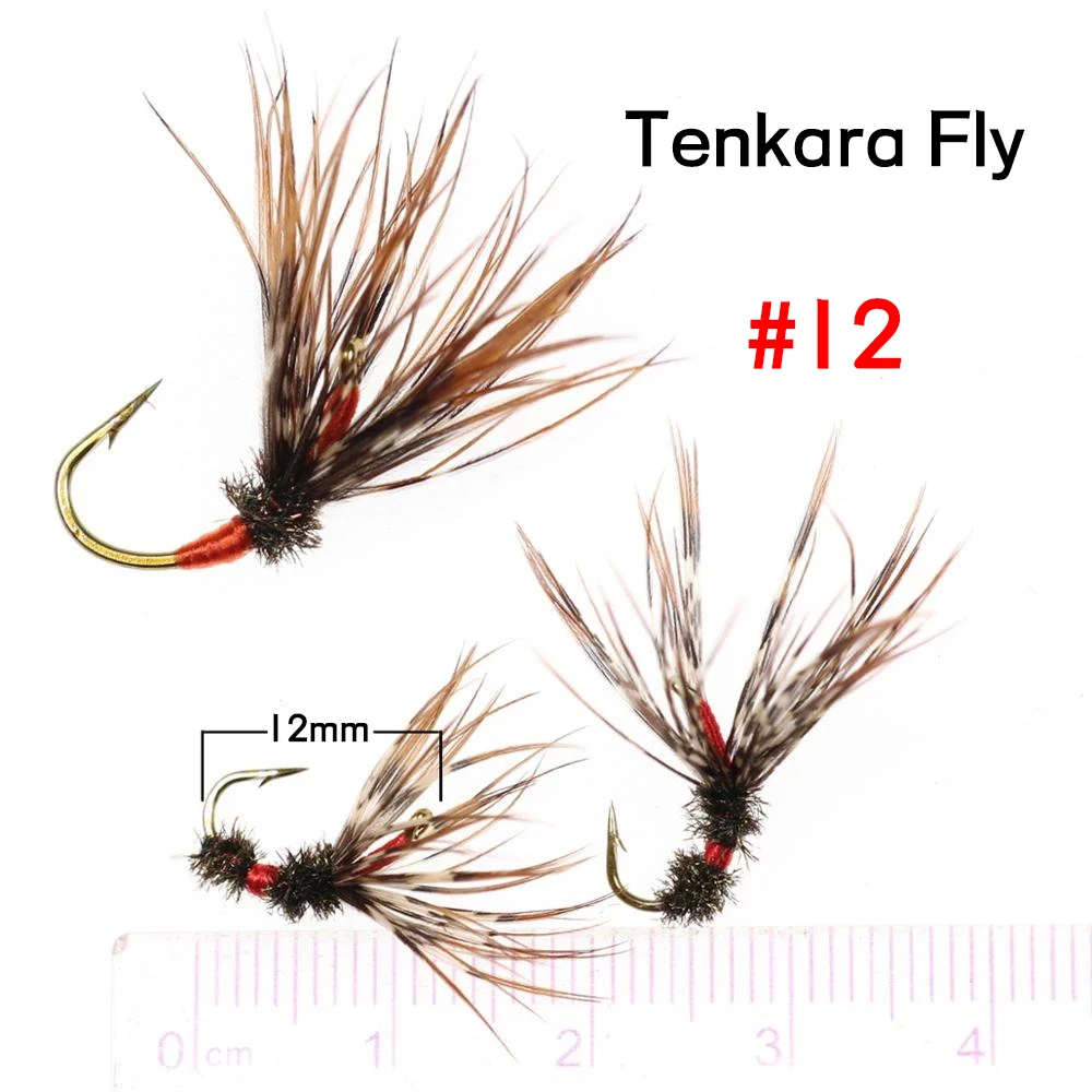 Bimoo 6PCS #12 Multiple Colors Tenkara Fly Soft Hackle Wet Fly Trout Fishing Lure Bait Emerger Larvae Nymph Barbed Hook