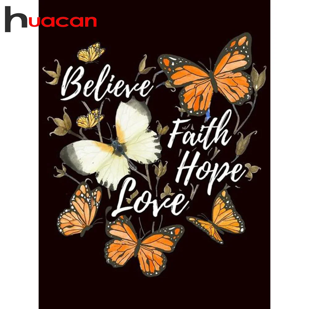 

Алмазная живопись Huacan, Набор для вышивки крестиком «сделай сам» с изображением животных, бабочки, домашний декор
