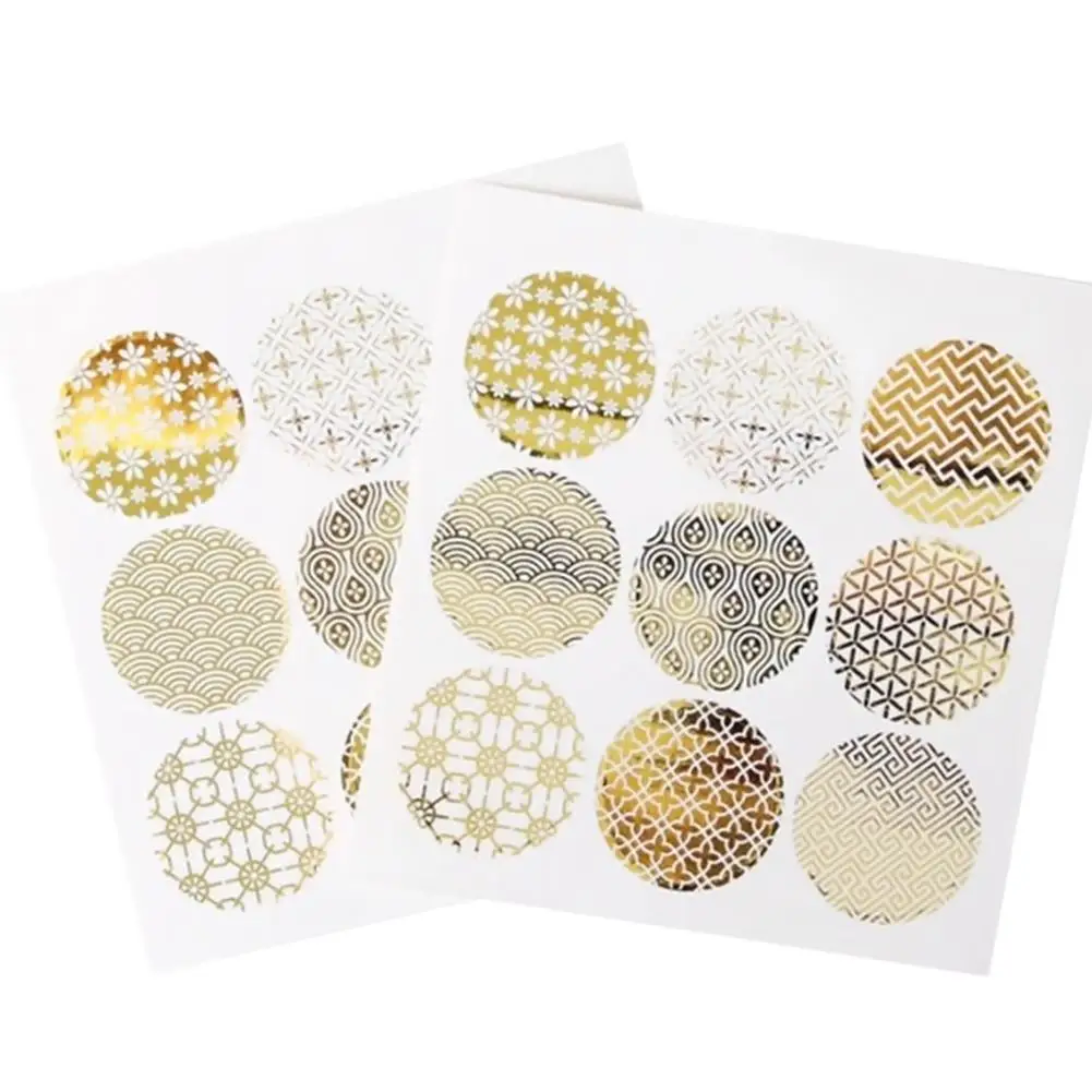 90 шт./компл. Золотые круглые наклейки с цветочным дизайном ярлыки для подарков