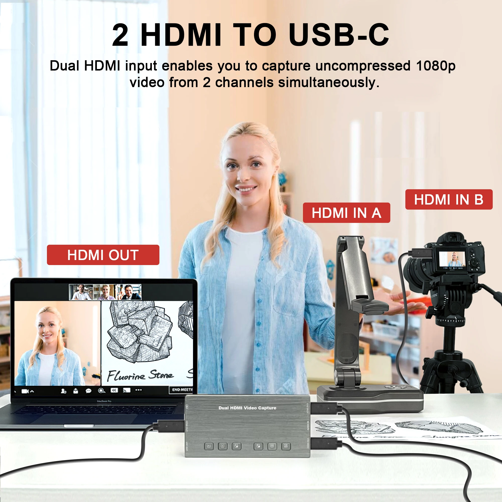 Видеозахват JOYUSING Dual HDMI видео и аудио Full HD высокопроизводительная