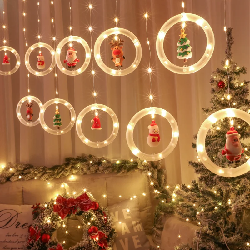 

Рождественский светодиодный праздничный светильник, украшение для дома, гирлянда для комнаты, новогодний декор, гирлянда с Сантой, украшен...