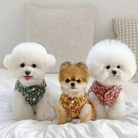 autumn and winter fashion and beautiful pet warm clothes retro cute floral small puppies dogs puppies cotton jacket clothes