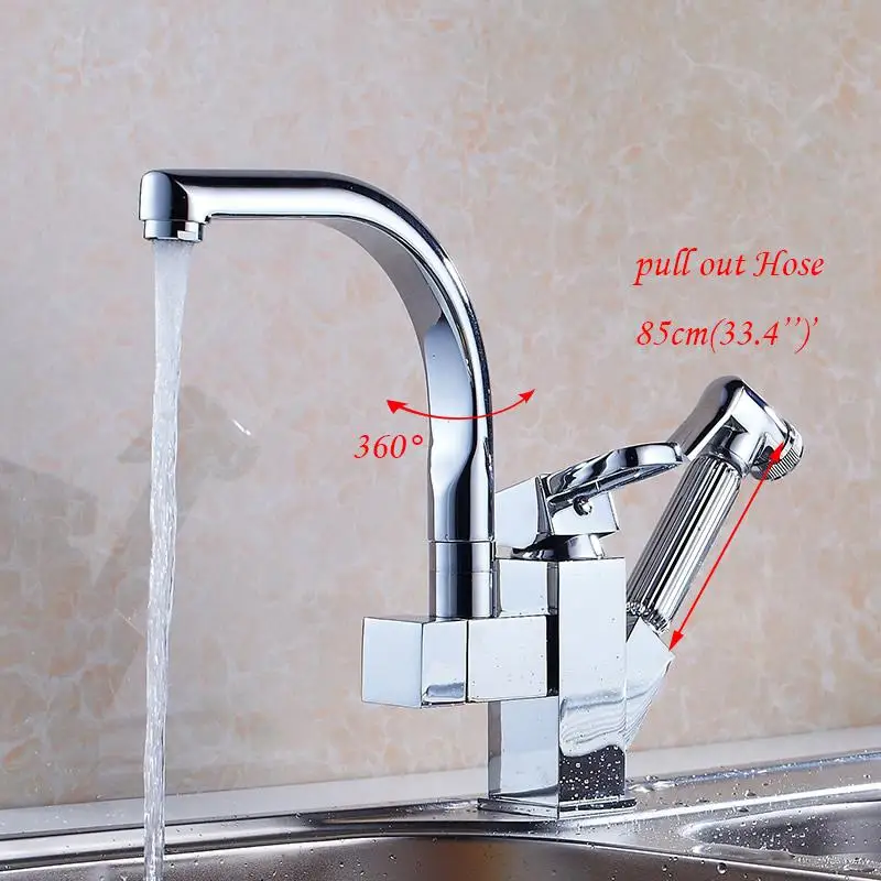 

Kitchen Faucets Pull Out Shower Sprayer Deck Mount sink vessel kitchen sink faucet Dual Spout for Kitchen Mixer Taps