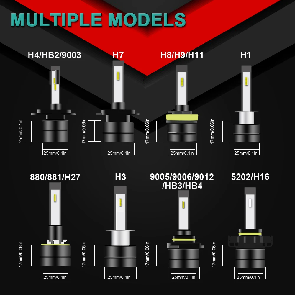 H7 H4 H1 H11 Автомобильный светодиодный светильник 60 Вт HB4 9005 9006 H27 HB3 H3 H8 CSP супер мини