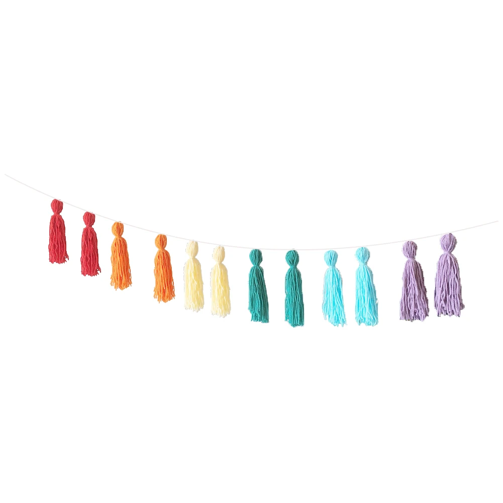 

2m Hanging Ornaments Wall Tassel Garland Nordic DIY Kids Room Baby Shower Decoration Handmade Woolen Yarn String Party Banner