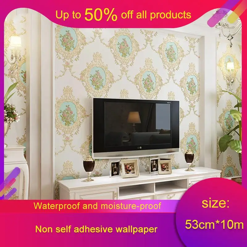 

10 м 3D Европейский нетканый материал садовая настенная бумага Американское Зеркало Цветок спальня гостиная ТВ фон настенная бумага