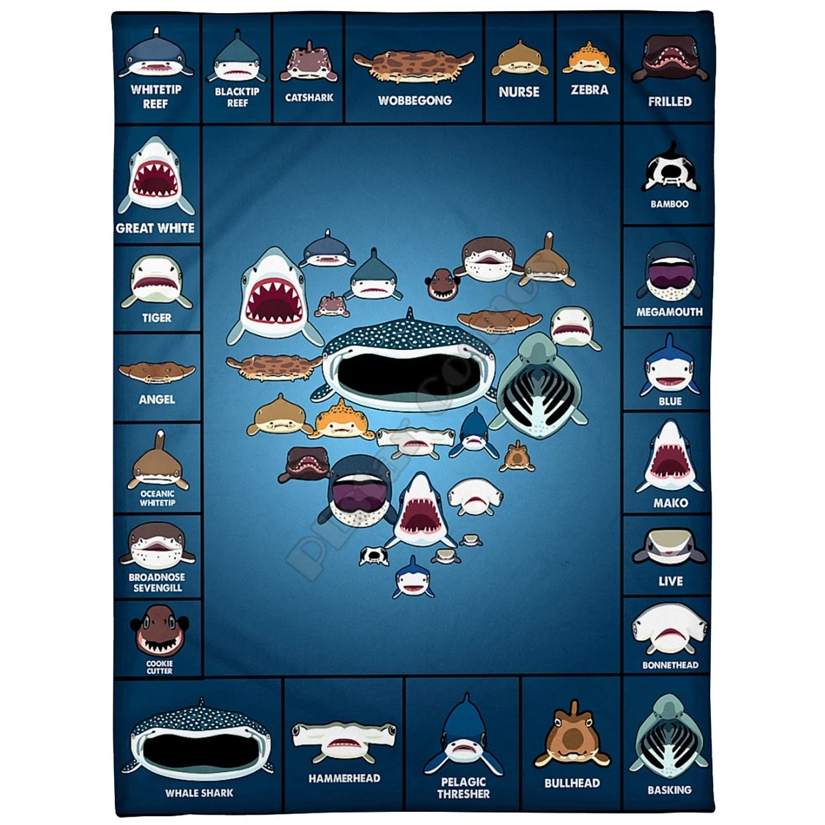 

Blanket Fish Name Ocean For Kids Cozy Premium Fleece Blanket 3D print Sherpa Blanket on Bed Home Textiles Dreamlike