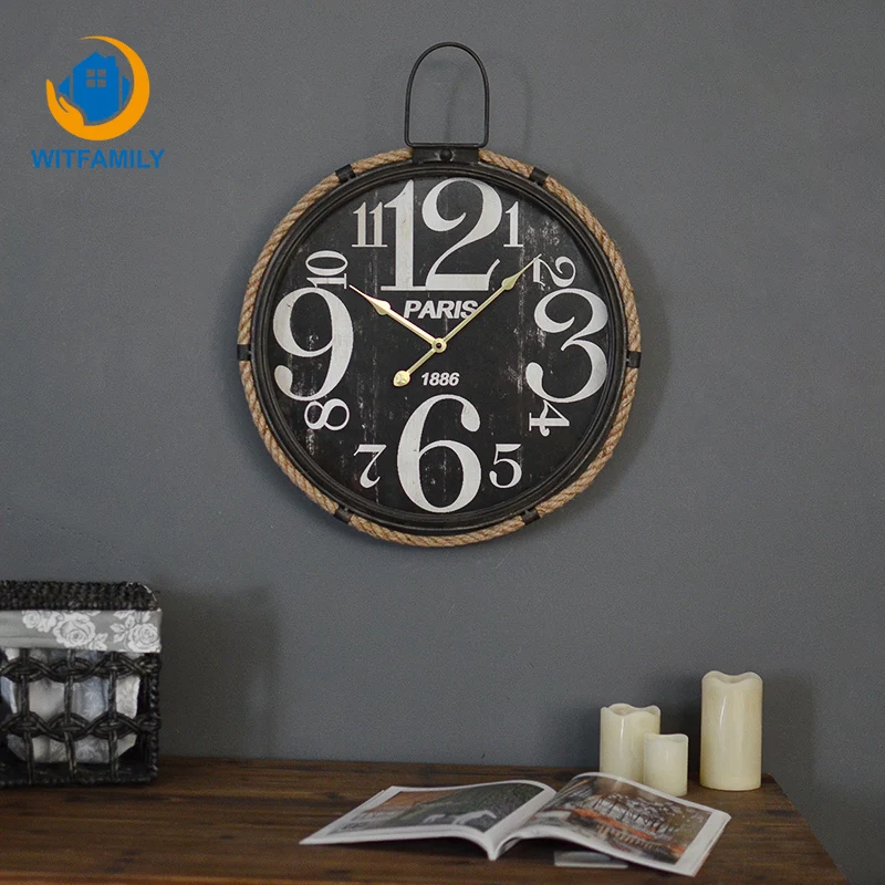 Ретро промышленный стиль черно-белые большие цифровые настенные часы личностной декор домашний часы гостиная декорация подарок.