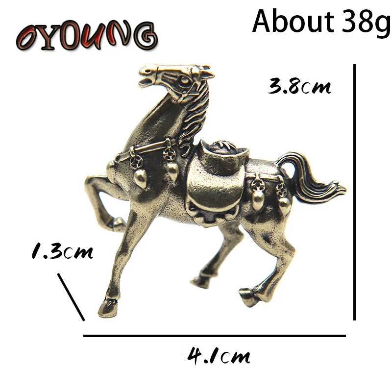 Винтажная латунная Военная лошадь маленькое настольное украшение фигурки