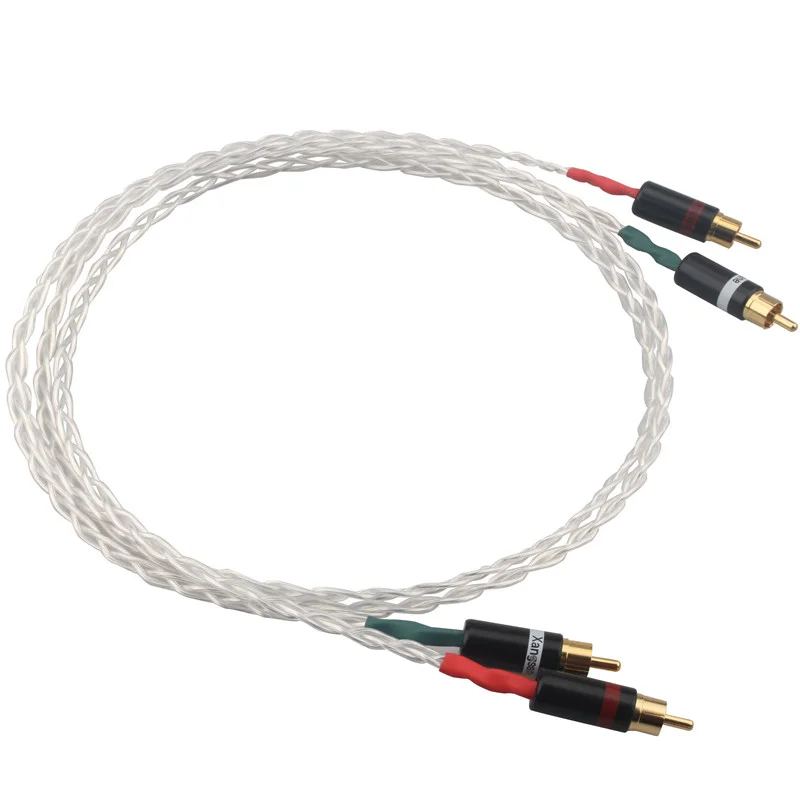 

A pair of high-quality OCC silver-plated audio signal cable power amplifier front and rear connecting cable rca gold-plated plug