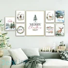 Рождественская тема, лось, снег, дерево, настенная Картина на холсте в скандинавском стиле, картины для комнаты, домашний декор, рождественские подарки