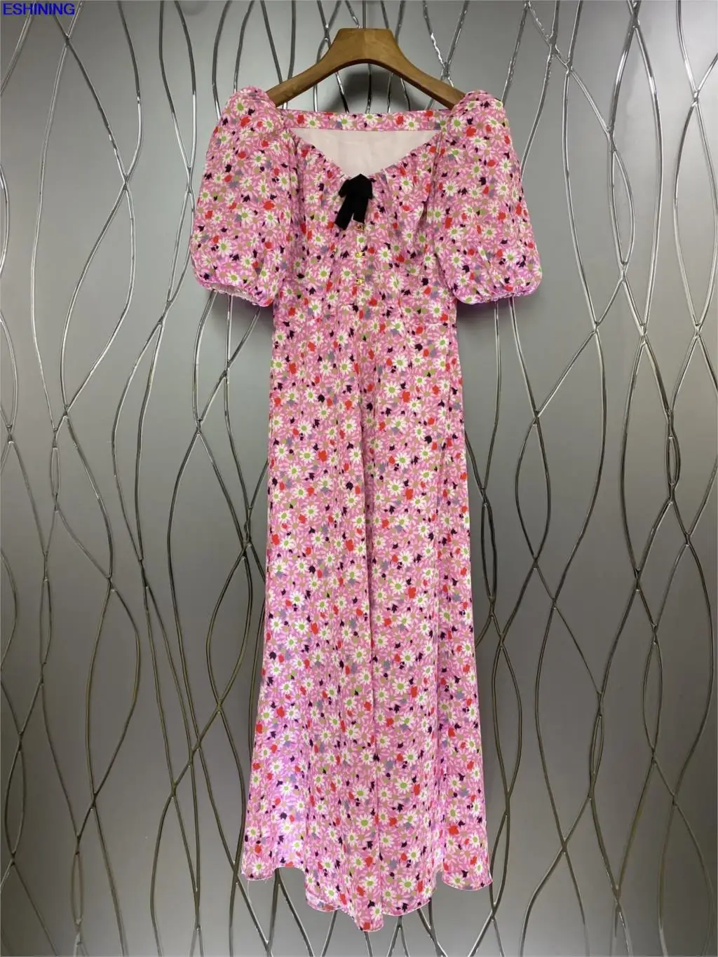 

Women's 2021 summer new style skirt V-neck sun flower irregular long dress