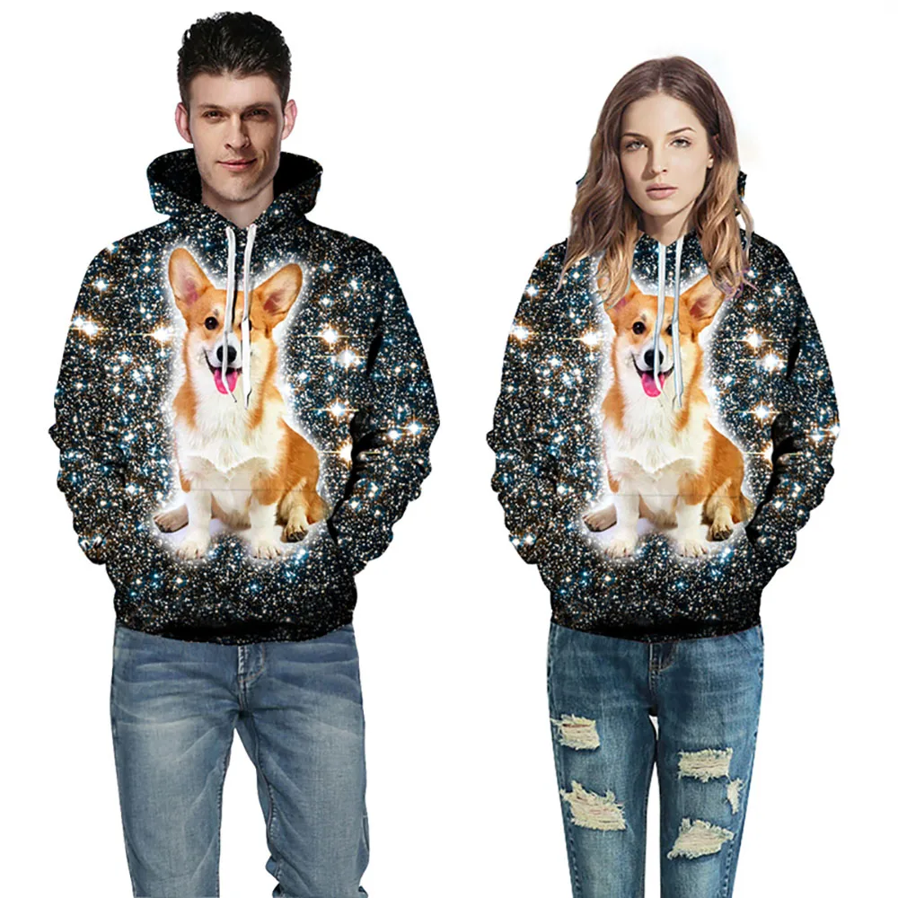 

Hot Sale Hoodies Men/Women 3d Galaxy Sweatshirts Digital Printing Stars Dog Hooded Pullovers Tracksuit Tops YXQL9325