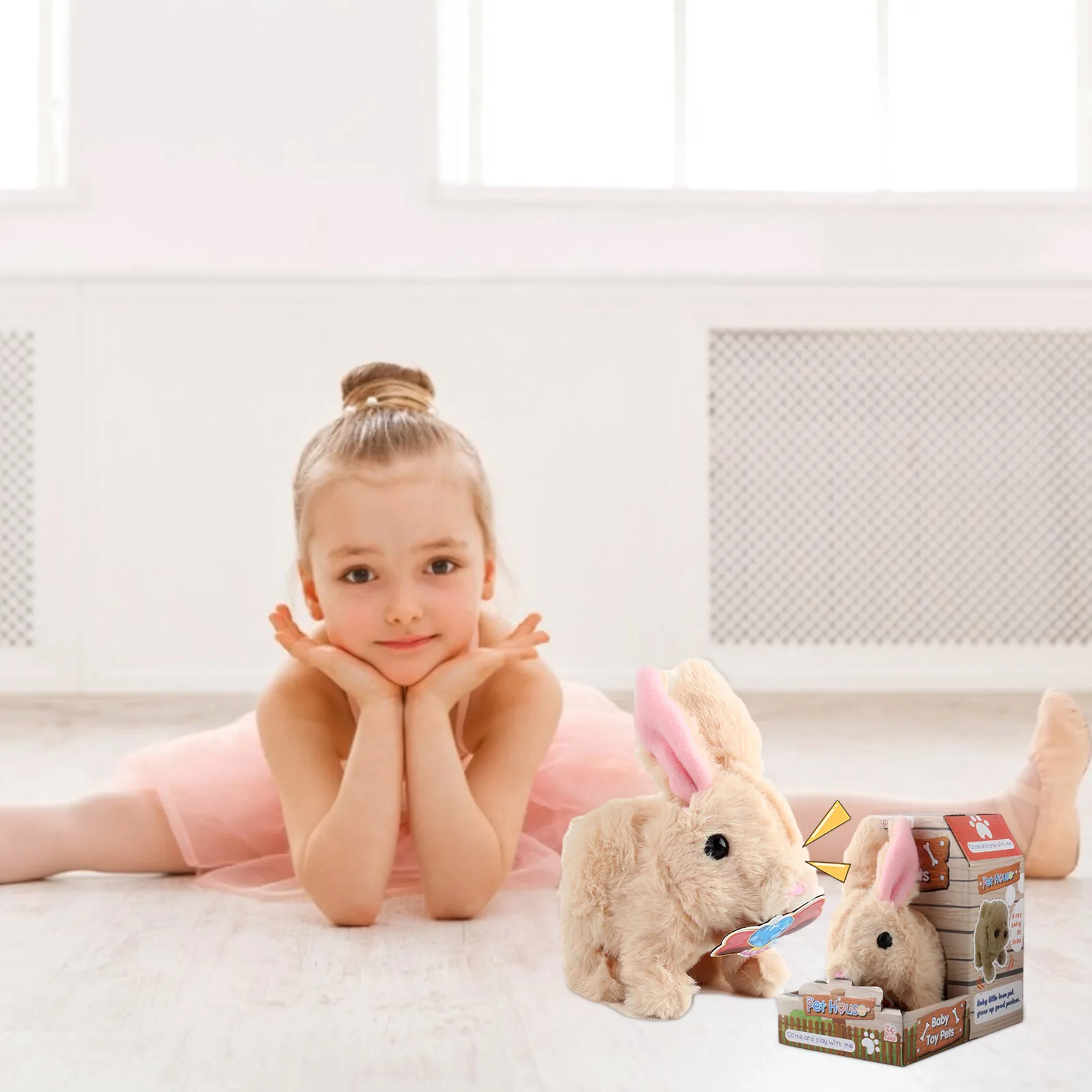 

Plush Bunny Battery Operated Hopping Rabbit Interactive Toy for Children Boy Girls(random color of ears)