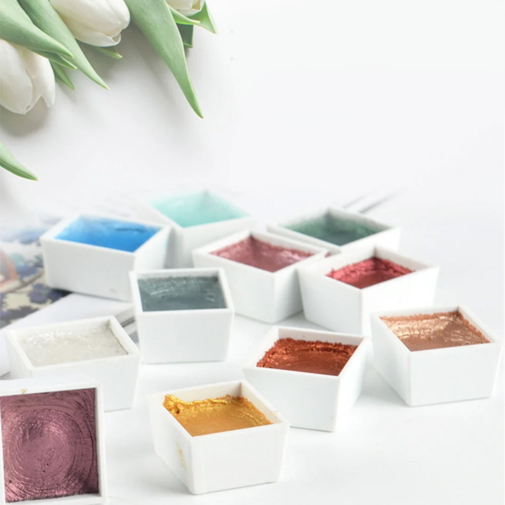 12 Цветов акварельные краски в наборе с блестками для художников школьные