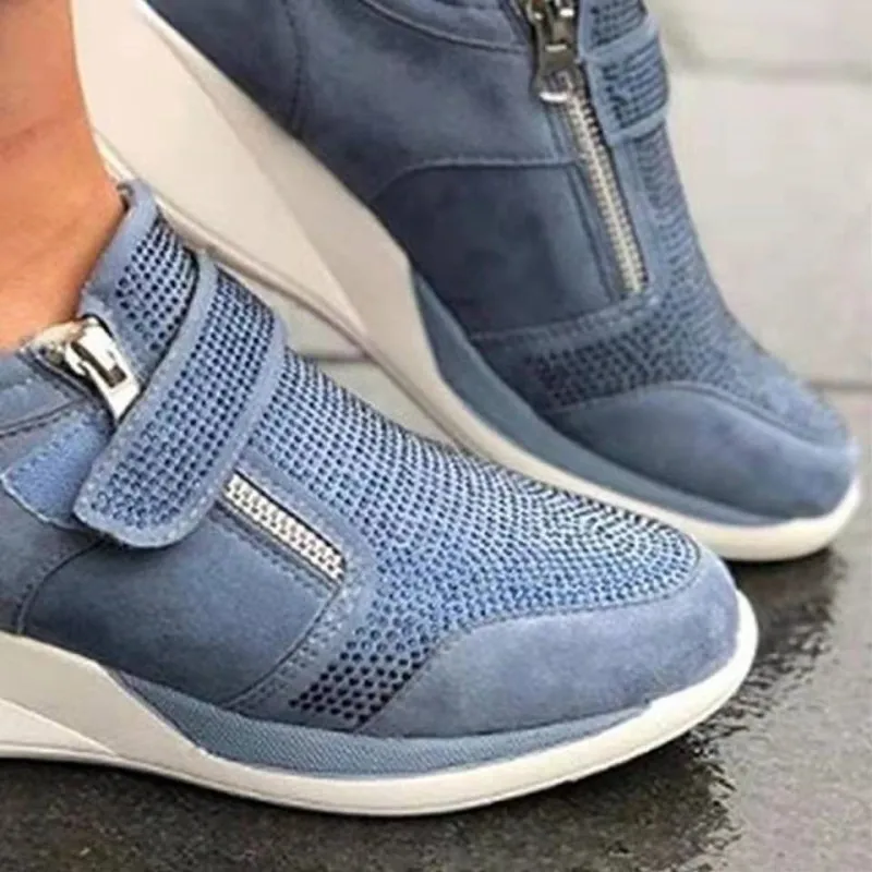 

Women Sneakers Wedges Shoes Thick Sole Height Increasing Platform Vulcanized Ladies Loafers Rubber Zapatos De Mujer